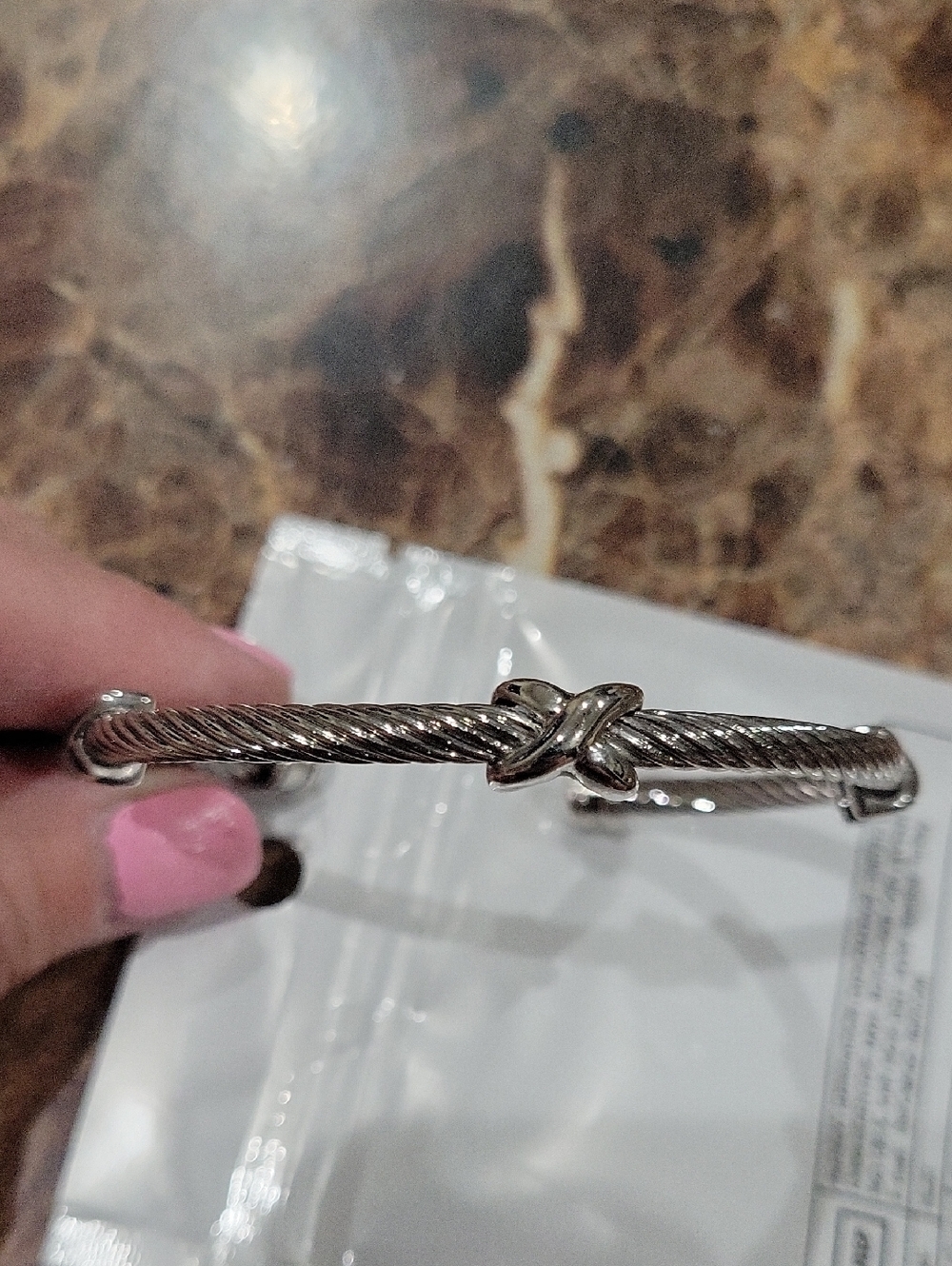Silver Twisted Rope Knot Cuff Bracelet